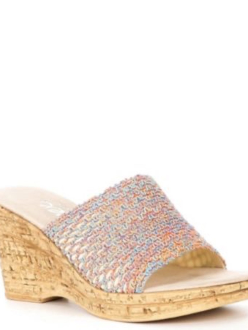 Onex Bianca Multi Color Cork Wedge Slide Sandal